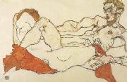 Egon Schiele Recling Male and Female Nude Entwined (mk12) Sweden oil painting artist